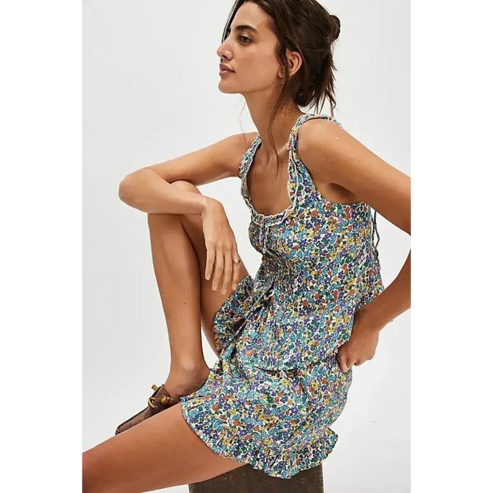 NEW FREE PEOPLE ELLIA PRIMARY FLORAL ELLIA SET XSMALL - Picture 3 of 15